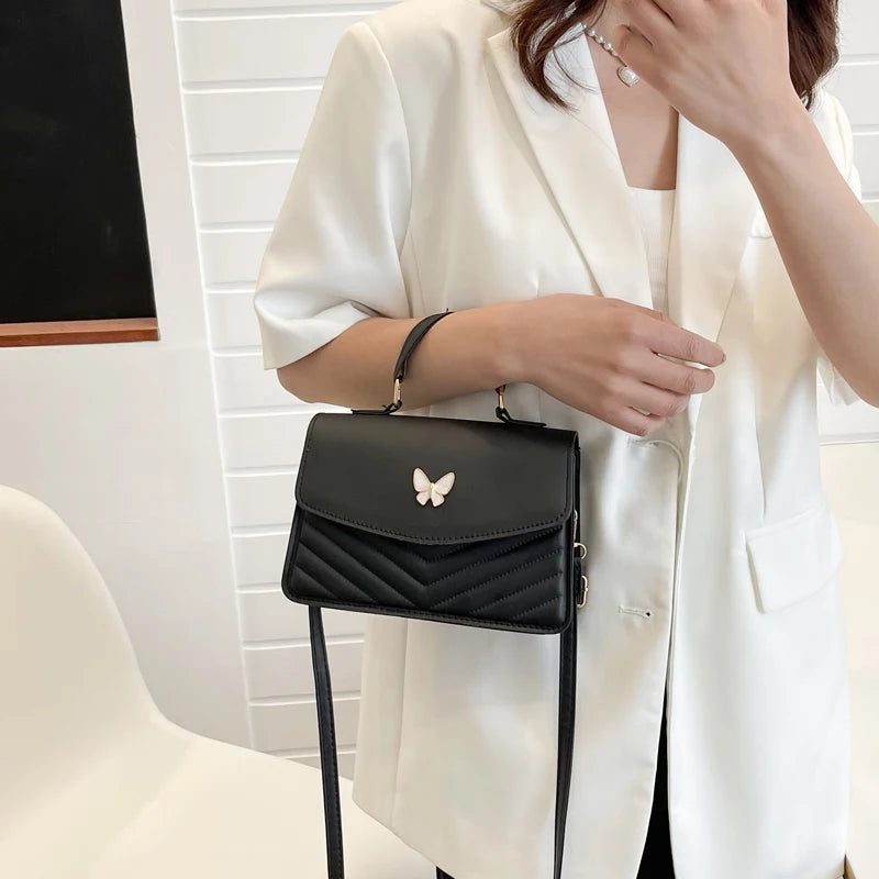 Butterfly Fashionable Portable Small Square Bag, Single Shoulder Crossbody Bag